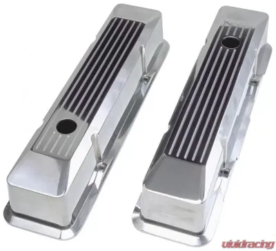 Trans-Dapt Performance BEVELED EDGE, Aluminum Valve Covers; TALL; PINSTRIPES; 1958-1986 SB CHEVROLET Chevrolet - 6091