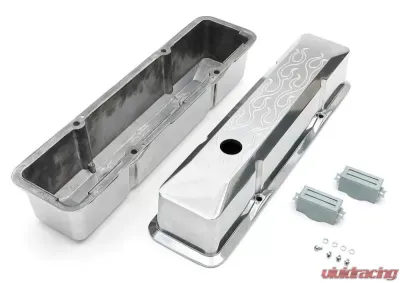 Trans-Dapt Performance BEVELED EDGE, Aluminum Valve Covers; TALL; FLAMES; 1958-1986 SB CHEVROLET Chevrolet - 6093
