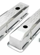 Trans-Dapt Performance BEVELED EDGE, Aluminum Valve Covers; TALL; FLAMES; 1958-1986 SB CHEVROLET Chevrolet                                     - 6093 - Image 4