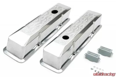 Trans-Dapt Performance BEVELED EDGE, Aluminum Valve Covers; TALL; FLAMES; 1958-1986 SB CHEVROLET Chevrolet - 6093