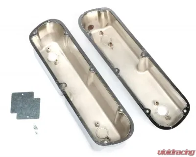 Trans-Dapt Performance TALL VALVE COVERS; SB FORD; BALL MILLED; POLISHED & CHROMED ALUMINUM- WITH HOLES - 6108