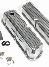 Trans-Dapt Performance TALL VALVE COVERS; SB FORD; FINNED; POLISHED ALUMINUM- WITH HOLES                                     - 6117 - Image 2