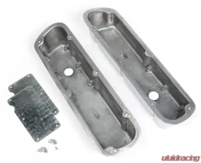 Trans-Dapt Performance SHORT VALVE COVERS; SB FORD; PLAIN POLISHED ALUMINUM- WITH HOLES - 6118