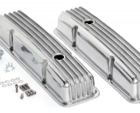 Trans-Dapt Performance FINNED-STYLE Retro Valve Covers; SHORT; 1958-1986 CHEVROLET 283-350- ALUMINUM Chevrolet