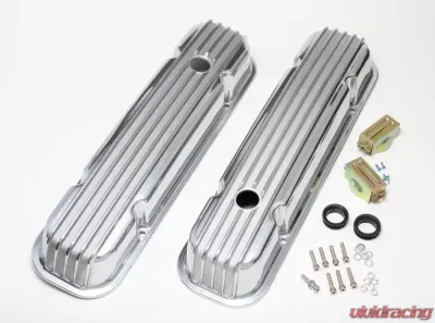 Trans-Dapt Performance Finned Aluminum Valve Covers With Hole; Pontiac 326-455 V8S 1959-79 - 6613
