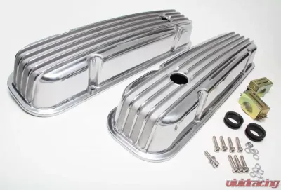 Trans-Dapt Performance Finned Aluminum Valve Covers With Hole; Pontiac 326-455 V8S 1959-79 - 6613