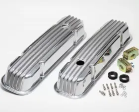 Trans-Dapt Performance Finned Aluminum Valve Covers With Hole; Pontiac 326-455 V8S 1959-79