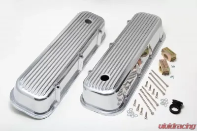 Trans-Dapt Performance Finned Aluminum Valve Covers With Hole; BB Chevy 396-502 V8S 1965-95 - 6615