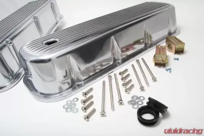 Trans-Dapt Performance Finned Aluminum Valve Covers With Hole; BB Chevy 396-502 V8S 1965-95 - 6615