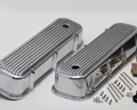 Trans-Dapt Performance Finned Aluminum Valve Covers With Hole; BB Chevy 396-502 V8S 1965-95