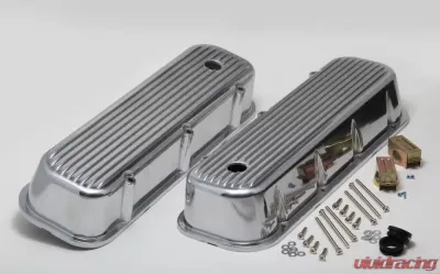Trans-Dapt Performance Finned Aluminum Valve Covers With Hole; BB Chevy 396-502 V8S 1965-95 - 6615