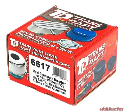 Trans-Dapt Performance Finned Aluminum Push-In Breather; Fits Covers With 1.25 in. HolesPolished/Satin - 6617