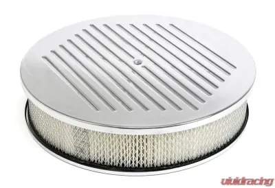 Trans-Dapt Performance Round Air Cleaner Set PINSTRIPE (Ball-Milling); 14 in. x 3 in.- ALUMINUM - 6700