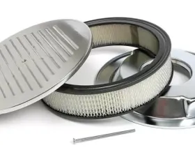 Trans-Dapt Performance Round Air Cleaner Set PINSTRIPE (Ball-Milling); 14 in. x 3 in.- ALUMINUM