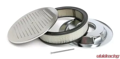 Trans-Dapt Performance Round Air Cleaner Set PINSTRIPE (Ball-Milling); 14 in. x 3 in.- ALUMINUM - 6700