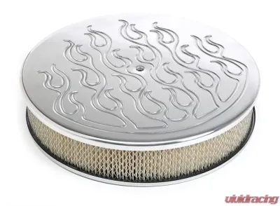 Trans-Dapt Performance Round Air Cleaner Set FLAME (Ball-Milling); 14 in. Diameter, 3 in. TallALUMINUM - 6702
