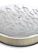 Trans-Dapt Performance Round Air Cleaner Set FLAME (Ball-Milling); 14 in. Diameter, 3 in. TallALUMINUM                                     - 6702 - Image 2