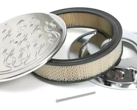 Trans-Dapt Performance Round Air Cleaner Set FLAME (Ball-Milling); 14 in. Diameter, 3 in. TallALUMINUM