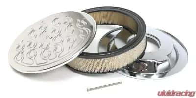 Trans-Dapt Performance Round Air Cleaner Set FLAME (Ball-Milling); 14 in. Diameter, 3 in. TallALUMINUM - 6702