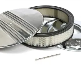 Trans-Dapt Performance Finned Aluminum ROUND Air Cleaner Set; 3 in. Tall, 14 in. Dia., 5-1/8 in. Neck