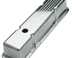 Trans-Dapt Performance BALL-MILLED Aluminum Valve Covers; TALL; PINSTRIPES; 1958-1986 SB CHEVROLET Chevrolet
