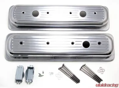 Trans-Dapt Performance BALL-MILLED Aluminum Valve Covers; SHORT; PINSTRIPES; 1987-1999 SB CHEVROLET Chevrolet - 6724