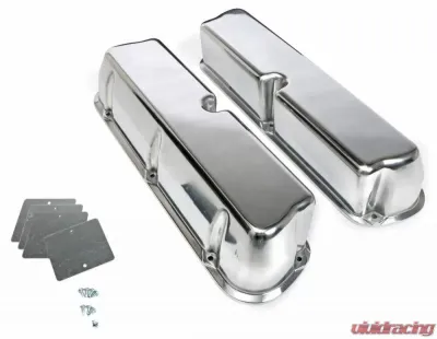 Trans-Dapt Performance TALL VALVE COVERS; SB FORD; PLAIN POLISHED ALUMINUM- NO HOLES - 6726