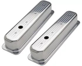 Trans-Dapt Performance BALL-MILLED Aluminum Valve Covers; TALL; PINSTRIPES; 1987-1999 SB CHEVROLET