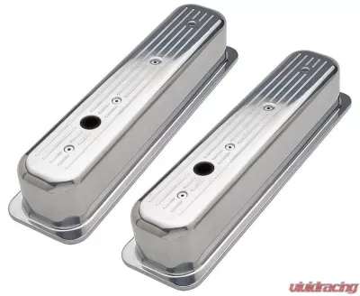 Trans-Dapt Performance BALL-MILLED Aluminum Valve Covers; TALL; PINSTRIPES; 1987-1999 SB CHEVROLET - 6985