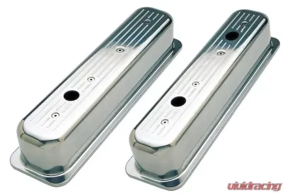 Trans-Dapt Performance BALL-MILLED Aluminum Valve Covers; TALL; PINSTRIPES; 1987-1999 SB CHEVROLET - 6988