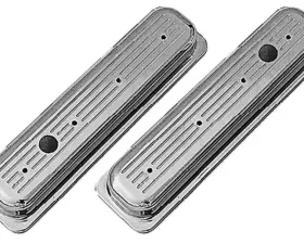 Trans-Dapt Performance BALL-MILLED Aluminum Valve Covers; SHORT; PINSTRIPES: 1987-1999 SB CHEVROLET