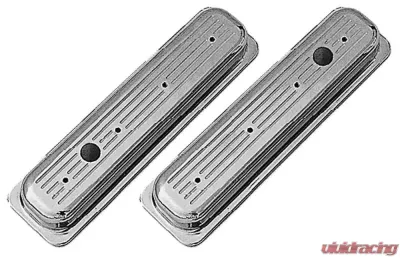 Trans-Dapt Performance BALL-MILLED Aluminum Valve Covers; SHORT; PINSTRIPES: 1987-1999 SB CHEVROLET - 6991