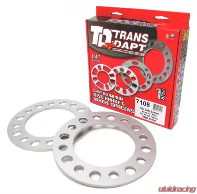 Trans-Dapt Performance 8 LUG Disc Brake Spacers; for ALL Bolt Circle Diameters; 1/4 in. Thick (Pr) - 7108
