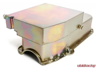 Trans-Dapt Performance SB CHEVY ('55-79) CLAIMER OIL PAN 283-400; 8QT; DRIVERS SIDE DIPSTICK- ZINC - 7115