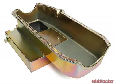 Trans-Dapt Performance SB CHEVY ('55-79) CLAIMER OIL PAN 283-400; 8QT; DRIVERS SIDE DIPSTICK- ZINC - 7115