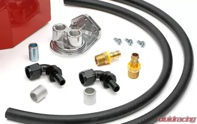 Trans-Dapt Performance LS Swap Oil Pan/Filter Reocation Kit; Single Filter; Vertical Port, Red Pan - 175