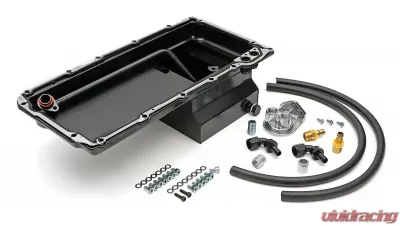 Trans-Dapt Performance Black LS Swap Oil Pan/Filter Reocation Kit - Single Filter | Vertical Port - 180