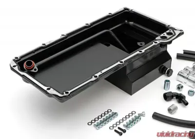 Trans-Dapt Performance LS Swap Oil Pan/Filter Reocation Kit; Double Filter; Horizontal Port; Black Pan - 182