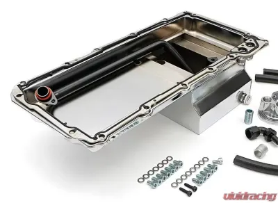 Trans-Dapt Performance LS Swap Oil Pan/Filter Reocation Kit; Single Filter; Vertical Port; Chrome Pan - 183