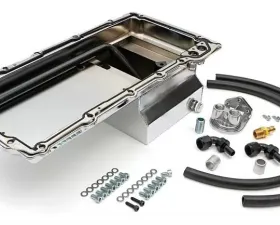 Trans-Dapt Performance LS Swap Oil Pan/Filter Reocation Kit; Single Filter; Vertical Port; Chrome Pan