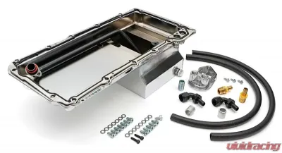 Trans-Dapt Performance LS Swap Oil Pan/Filter Reocation Kit; Single Filter; Vertical Port; Chrome Pan - 183