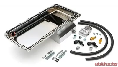 Trans-Dapt Performance LS Swap Oil Pan/Filter Reocation Kit; Single Filter; Horizontal Port; Chrome Pan - 184
