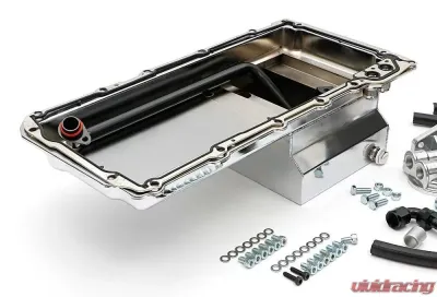 Trans-Dapt Performance LS Swap Oil Pan/Filter Reocation Kit; Double Filter; Horizontal Port; Chrome Pan - 185