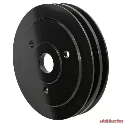 Trans-Dapt Performance ALUMINUM BB CHEVY CRANKSHAFT PULLEY; 2 GROOVE; SHORT WATER PUMP- BLACK FINISH - 7137