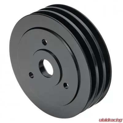 Trans-Dapt Performance ALUMINUM BB CHEVY CRANKSHAFT PULLEY; 3 GROOVE; SHORT WATER PUMP- BLACK FINISH - 7138