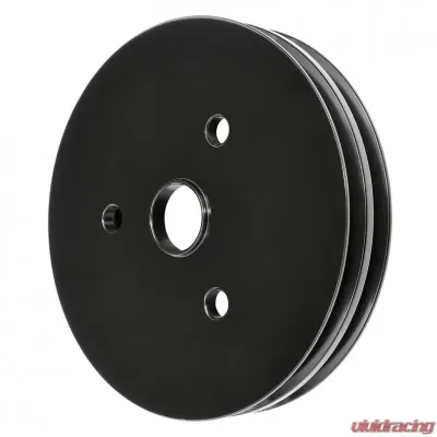 Trans-Dapt Performance ALUMINUM SB CHEVY CRANKSHAFT PULLEY; 2 GROOVE; SHORT WATER PUMP- BLACK FINISH - 7143