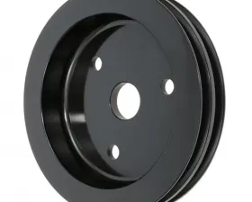 Trans-Dapt Performance ALUMINUM SB CHEVY CRANKSHAFT PULLEY; 2 GROOVE; SHORT WATER PUMP- BLACK FINISH