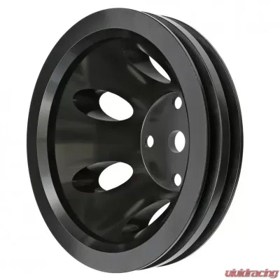 Trans-Dapt Performance ALUMINUM SB CHEVY WATER PUMP PULLEY; 2 GROOVE; LONG WATER PUMP- BLACK FINISH - 7145