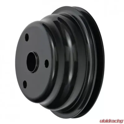 Trans-Dapt Performance ALUMINUM SB CHEVY CRANKSHAFT PULLEY; 1 GROOVE; LONG WATER PUMP- BLACK FINISH - 7146