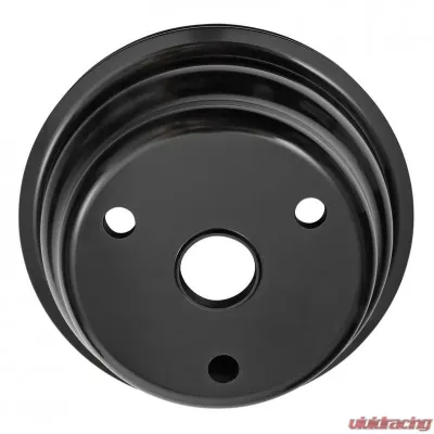 Trans-Dapt Performance ALUMINUM SB CHEVY CRANKSHAFT PULLEY; 1 GROOVE; LONG WATER PUMP- BLACK FINISH - 7146